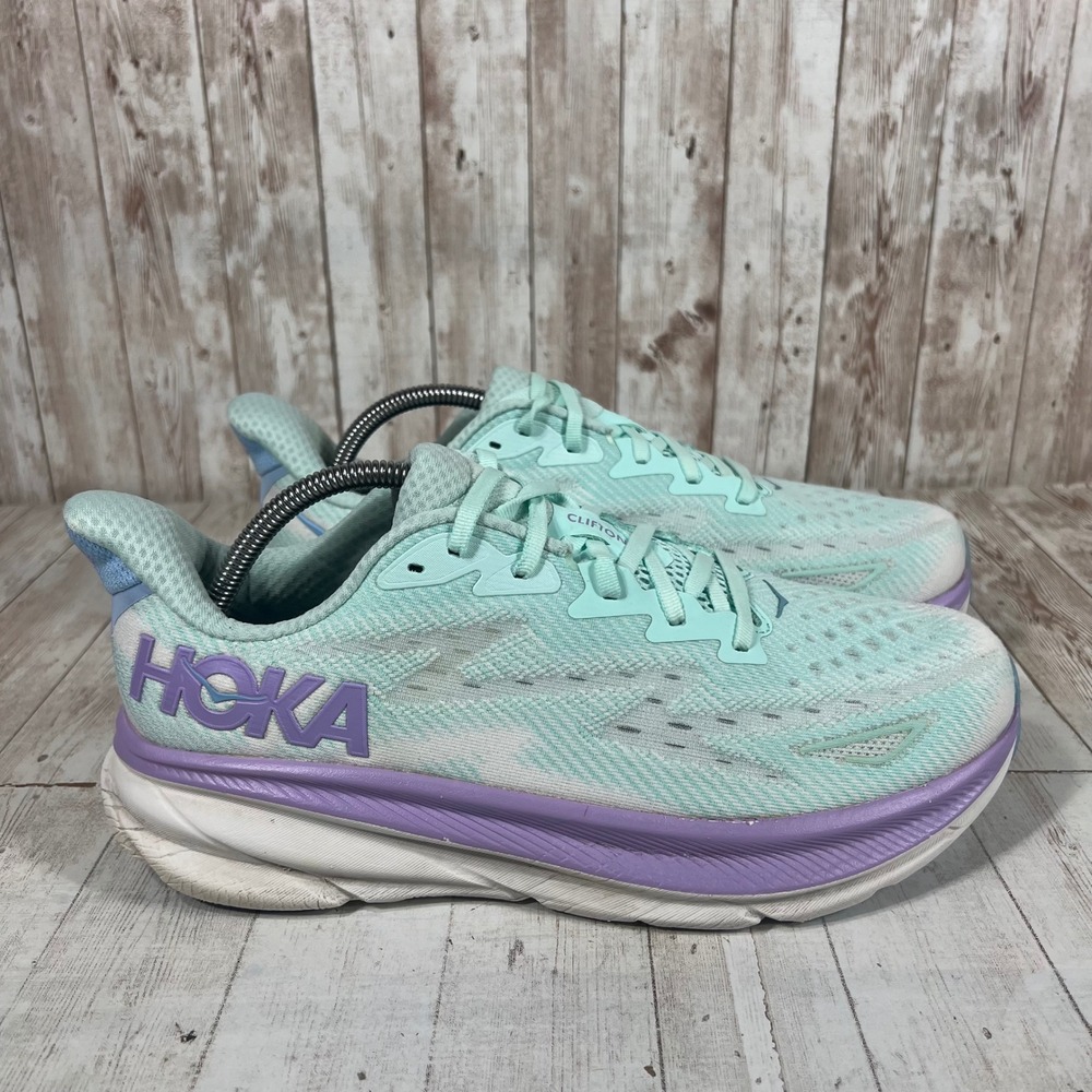 Hoka Clifton 9 Spring Lake Orchid Running Shoes Womens 11D Wide 1122211 SOLM